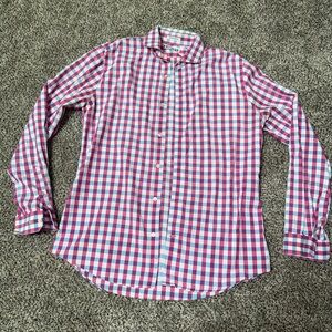 Express pink and blue extra slim fit long sleeve button down